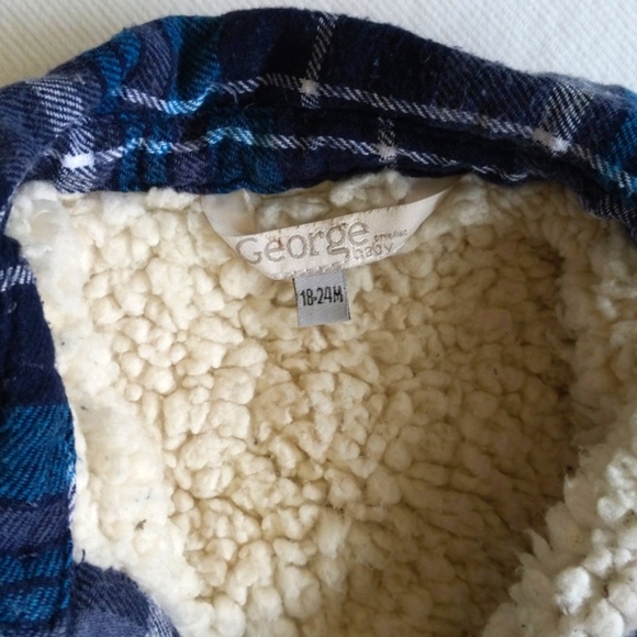 george plaid flannel shacket with sherpa teddy lining 18-24 months baby boy - Picture 2 of 9